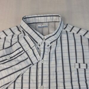 Columbia PFG Omni Shade Vented Shirt Mens XXL White Black Gray Plaid Long Sleeve